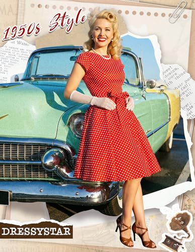 Image of Dressystar Women's Vintage 1950s A Line Cap Sleeve Cocktail Party Dress