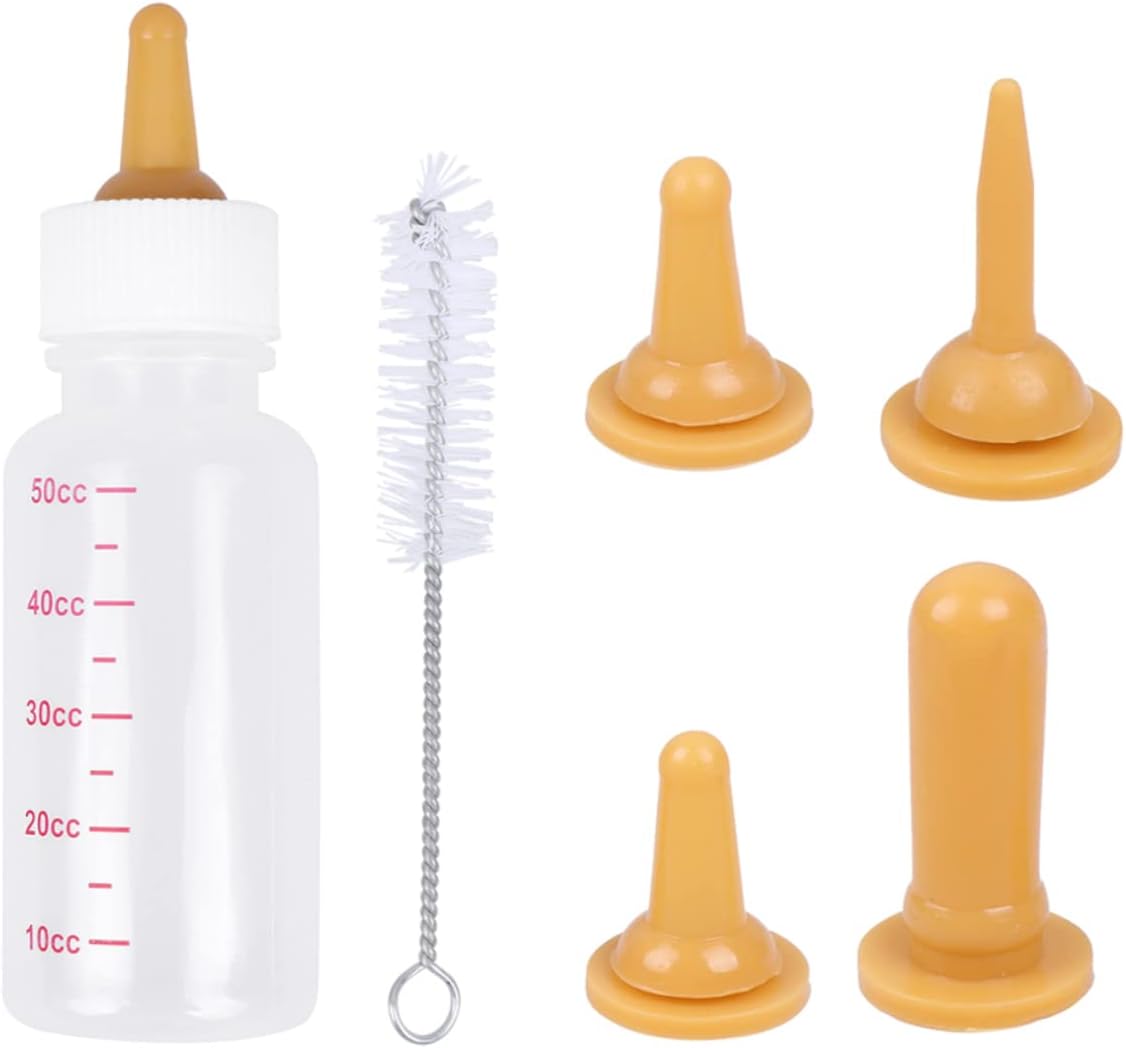 ORFOFE 1Set Pet Nursing Bottle Feeding Kit for Puppies and Kittens Includes Nipples Bottle Cleaning Brush Safe Food Grade for Small Pets