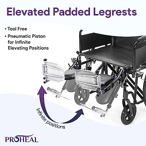 Heavy Duty Bariatric Wheelchair for Adults - Black - Removable Desk Arms and Elevated Leg Rests - Adjustable Standard and Hemi Height - K7 (22\" Seat Width)