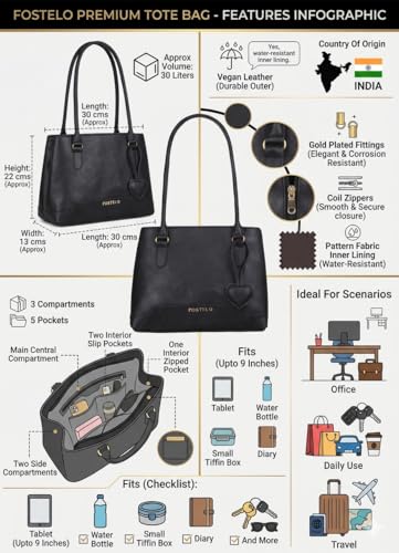Image of Fostelo Women's Zita Luxe Tote Handbag for Women | Hobo Bag for Work | Ladies Purse | Stylish Shoulder Bag | Gift For Women