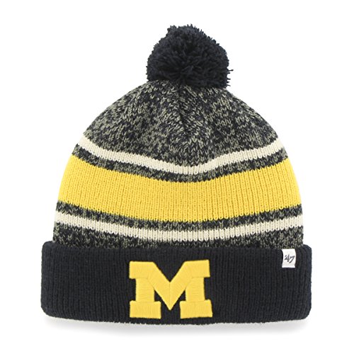 '47 NCAA Michigan Wolverines Fairfax Cuff Knit Hat with Pom, One Size Fits Most, Navy