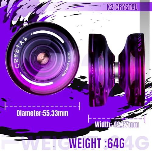 Image of MAGICYOYO K2 Crystal Professional Responsive Yoyo for Kids Beginners Extra Unresponsive Yo-yo Bearing Pro Plastic Trick Yoyo for Adults+12 Yo-yo Stings+Bearing Removal Tool+Storage Bag-Black Purple