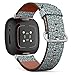 CJBROES Replacement Leather Watch Band, Compatible with Fitbit Versa 3 and Fitbit Sense of Wristband Bracelet Accessory - Mottled Floral Motif