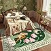 Lahome Boho Green Rugs for Living Room, Low-Pile Soft Washable 8x10 Rug, Non Slip Large Rugs for Bedroom, No Shedding Botanical Floor Carpet for Dining Room(Green, 8'x10')
