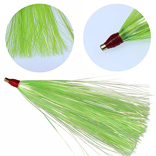Jshanmei Bucktail Teasers Mylar Flash Teaser Tail Bucktail Teaser Fluke Rigs Flounder Fishing Lures Bait Rigs Kit 18Pcs thumb #1