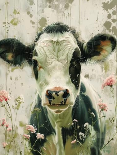 Cadeau Femme Diamond Painting Bœuf 5D : Kit Crystal Art Adulte de 35x50cm