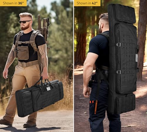 CVLIFE 36" Soft Rifle Case Double Long Gun Bag,with Lockable Zipper and Backpack Strap,Rifle Backpack Rifle Bag Gun Case for Outdoor Hunting Shooting Range, Black by CVLIFE - Image 3
