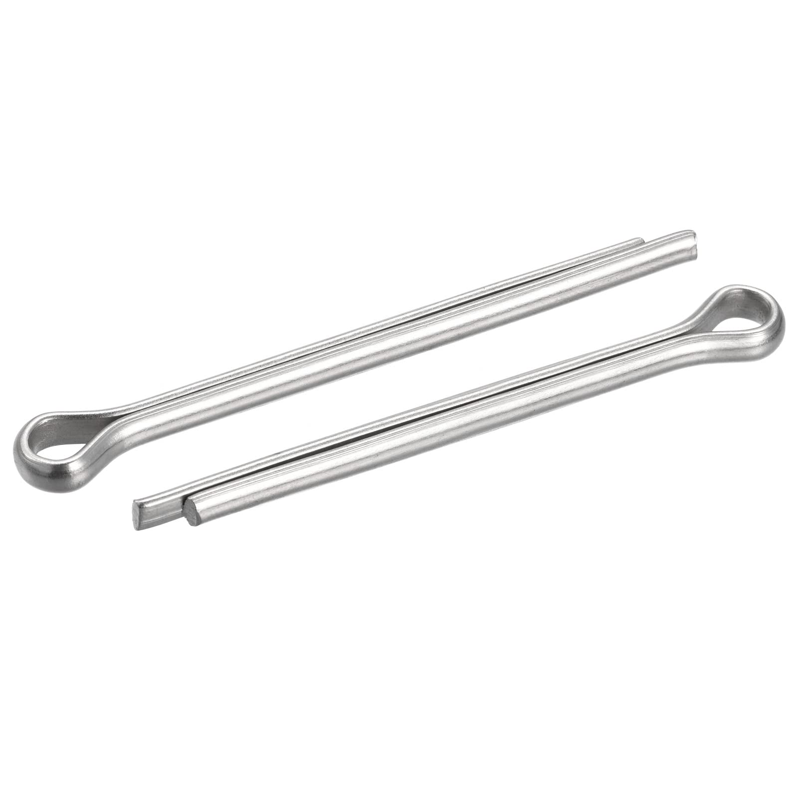 sourcing map Split Cotter Pin, 6mm x 80mm Stainless Steel Clip Fastener Fitting for Automotive, Mechanics, Silver Tone, 8Pcs