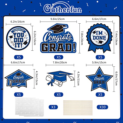 Image of 30PCS Graduation Party Decorations Congrats Grad Table Centerpiece,Graduation Table Decorations,Congratulate Graduation Centerpiece Sticks Table Toppers for Graduation Party(Blue,Black)