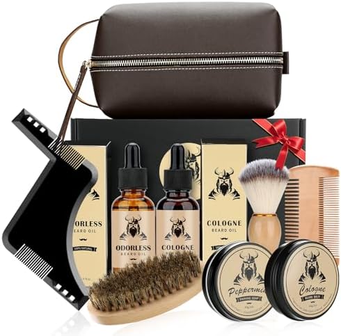 Beard Kit Gifts for Men, 9 Pcs Beard Care Grooming Kit, Beard Growth Kit Unique Men's Gifts for Dad Him Husband Boyfriend, Christmas Gifts for Men Anniversary Father's Valentines Day Gifts for Him