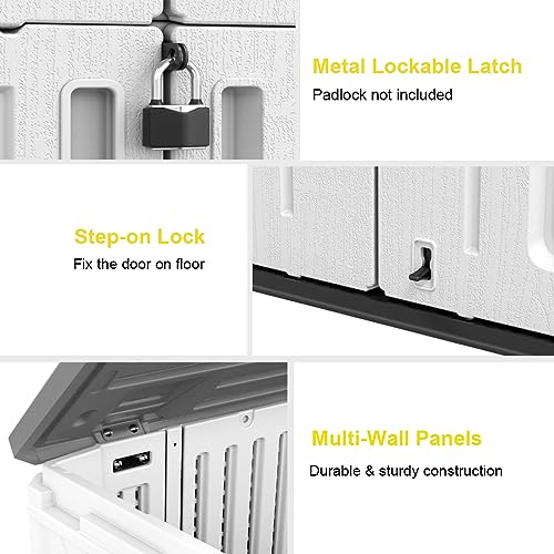 Image of Outdoor Storage Shed,KINYING Outdoor Storage Cabinet Waterproof with Double Doors,52 Cu.ft Resin Vertical Tool Shed for Garden,Patio,Backyard,4x2.5x6.6 FT