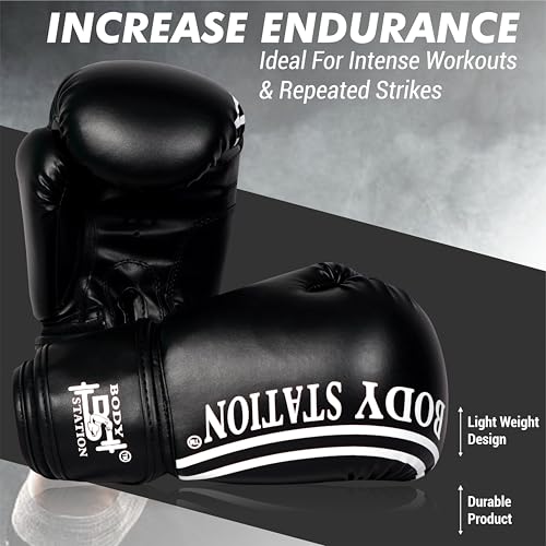 Image of Boxing Gloves - Faux Leather Training Gloves with Hook and Loop Velcro Closure for Long-Lasting Strength and Durability