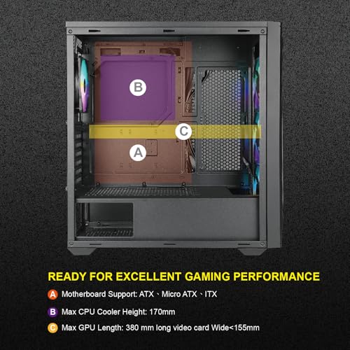 Gabinete para PC AZZA CSAZ-490 Torrent, Torre Media ATX, panel de vidrio templado, para gaming miniatura 7