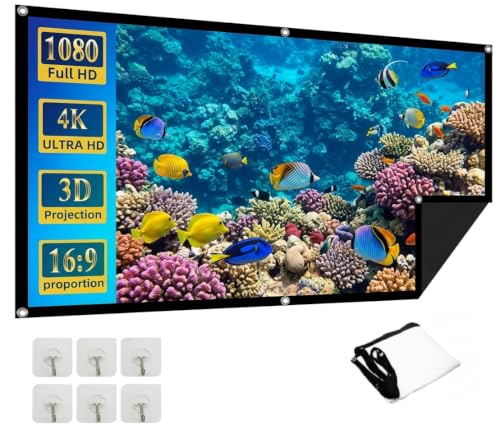 Image of 150 Inch Foldable Projector Screen (Anti-Light) (Anti-Crease) Wrinkle-Free Ratio 16:9 Full HD 4k 3D Supported for Home Cinema, Theater Indoor, Outdoor Movie-(188 cm, (H) x 333 cm (W))
