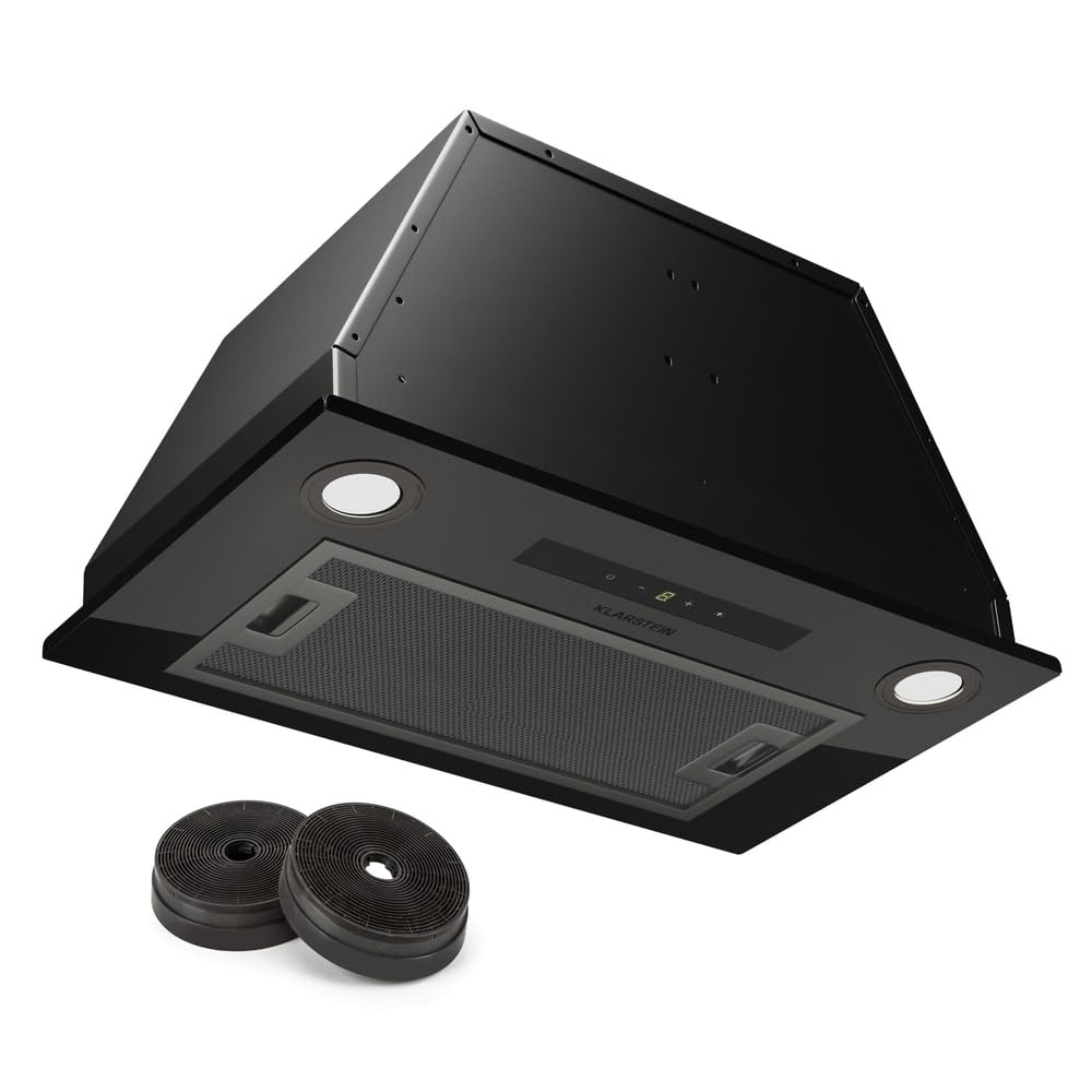 Klarstein Cappa Aspirante a Incasso 52cm, Cappa Cucina con Filtro, Cappa Aspirante Cucina in Alluminio, Cappa Incasso con Flusso d'Aria 439m³/h, Illuminazione LED, Timer, Cappa Aspirante Filtrante
