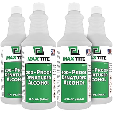 Denatured Alcohol, 200-Proof (1 Gallon Total, 4 Pack of 32 oz Bottles) Cover