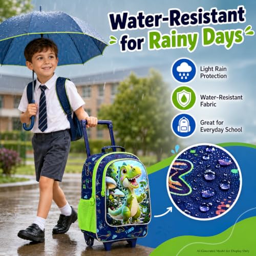 Image of CCJPX Rolling Backpack for Boys, Kids Roller School Bag with Wheels Toddler Wheeled Bookbag Elementary