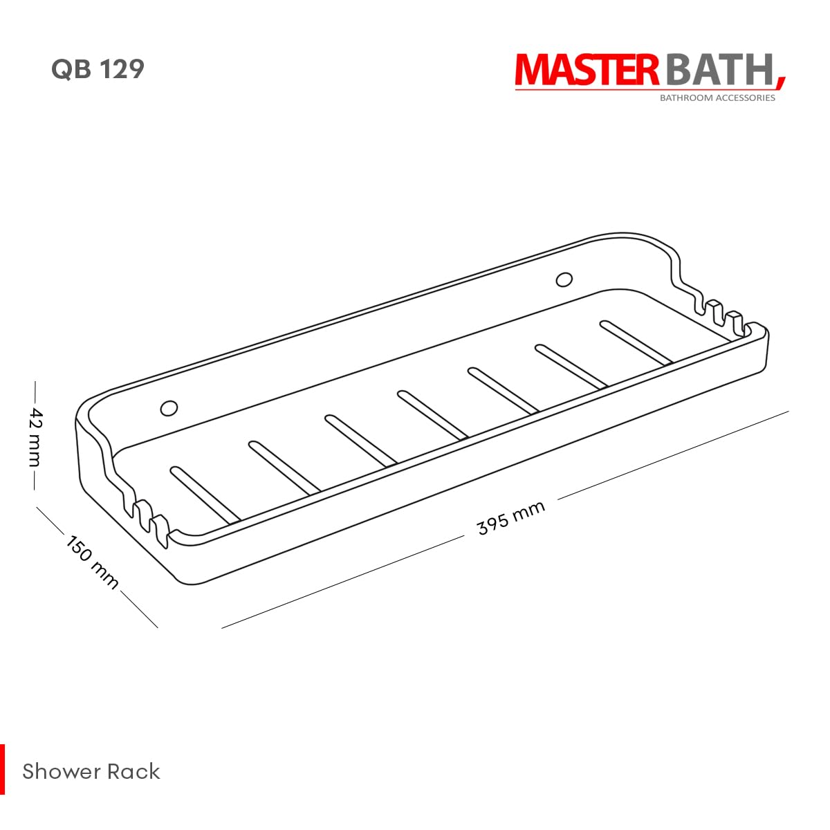 MASTER BATH QB129 UF Shower Rack Bathroom Accessories, White Ceramic Shower Rack Bathroom Shelves Accessories Premium Shower Shelf Bathroom Organiser (Black) 1