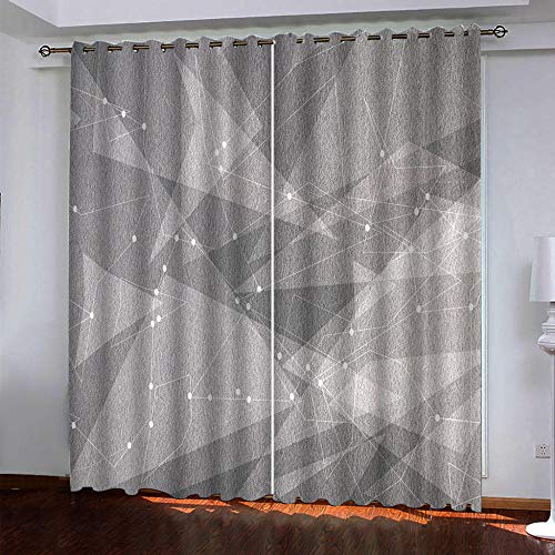 XKSJWY Rideau Occultant Isolant Thermique Salon Chambre Enfant Rideaux À Oeillets 3D Géométrie Grise Rétro Motif Rideaux Acoustiques Draperies Intérieurs Rideau Décoration De Fenêtre 200X160Cm Cover