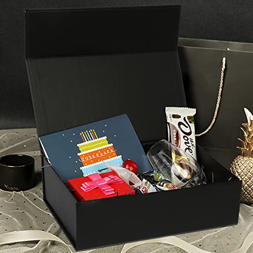 Packhub Black Gift Box With Lids, 9.8 X 5.9 X 3.1 In Magnetic Closure Collapsible Gift Boxes For Christmas,Mothers Day,Fathers Day,Graduations,Weddings,Birthdays Gifts #TOP3