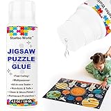Jigsaw Puzzle Glue with Newest Sponge Head 120ML for 1000/1500/3000 Pieces of Puzzles, Water-Soluble, Fast Drying, Special Craft Puzzle Glue Sheets for Paper and Wood(4.2OZ)