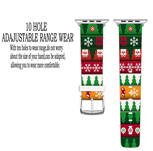 Ecute Wristbands Compatible With Apple Watch 49Mm 48Mm 45Mm 44Mm 42Mm,Soft Leather Band Strap For Iwatch Ultra Se Series 8 7 6 5 4 3 2 1 - Red Green Tree #TOP2