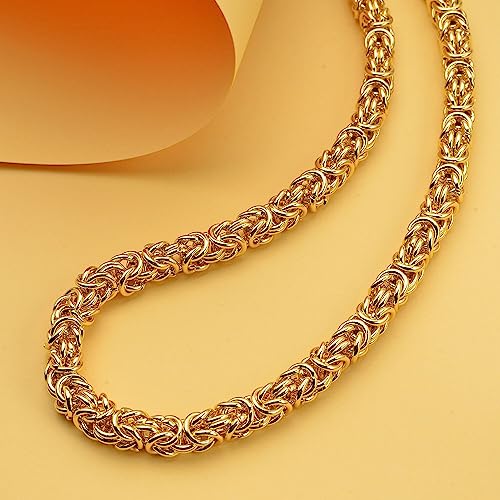 Shop Lc Stainless Steel Yellow Gold Ion Plated Byzantine Link Chain Necklace For Women Size 20-22" 97.30 Grams Birthday Gifts #TOP1