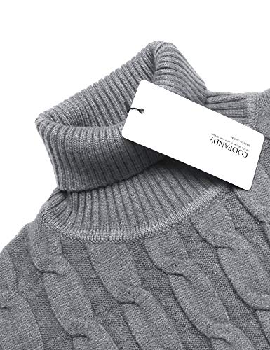 Image of COOFANDY Men's Slim Fit Turtleneck Sweater Casual Twisted Knitted Pullover | Turtleneck Design, Cable Knit Texture with Ultra Stretch, Slim Fit Thermal, Business Casual Office Wear, Fall Winter Clothing