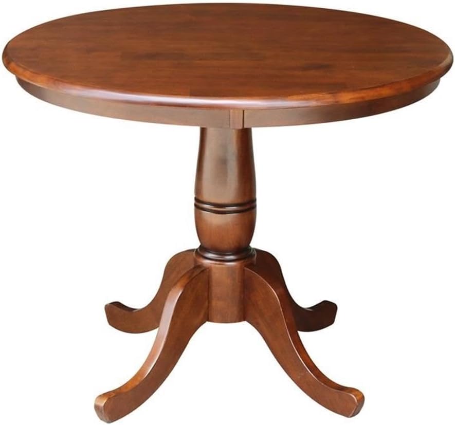 International Concepts 36" Solid Wood Round Top Dining Table in Espresso