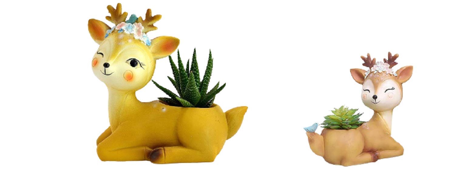 Ceramic, Clay Deer And Deer With Bird Pot, Yellow, 18 x 5 x 10 cm, 2 Pieces (B08T87SKSM) Amazon Price History, Amazon Price Tracker