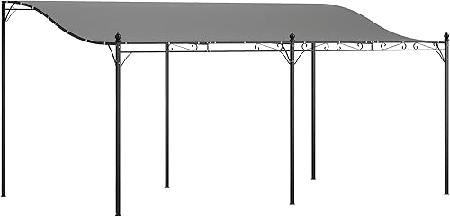 Miniatura 81 de Outsunny Pérgola de aluminio para patio de 10 x 13 pies con toldo retráctil para pérgola, refugio de sombra para porche, fiesta al aire libre, Marrón