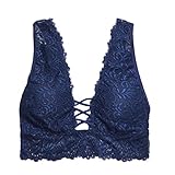 SHE.White Spitzen BH Damen Sexy Blumen Bralette Triangle-BH Bustier Crop Top BH ohne Bügel Comfort Bra Racerback mit Gepolstert Cup Elastisch Riemchen Dessous
