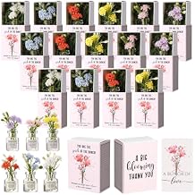 VioraWhite 24 Sets Thank You Gifts for Women Mothers Day Bulk Gifts Include Mini Glass Vase with Flower Floral Cards and Box Breathing Pink Thank You Favors for Teachers Nurse Coworkers Mom Mother
