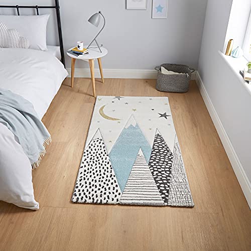 Think Rugs Brooklyn Kids 22707 Mountains Rug, Blue, 60 x 120 Cm