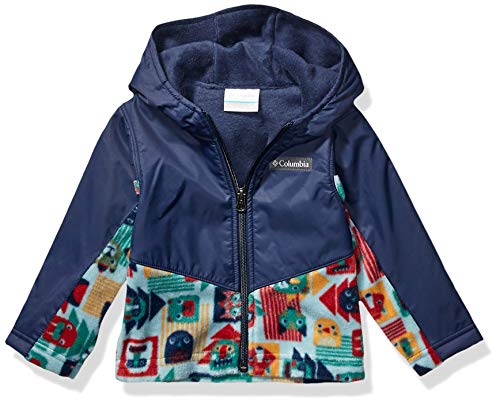 Columbia Kids' Steens Mt Overlay Hoodie, Collegiate Navy/Pine Green Critters, 3/6