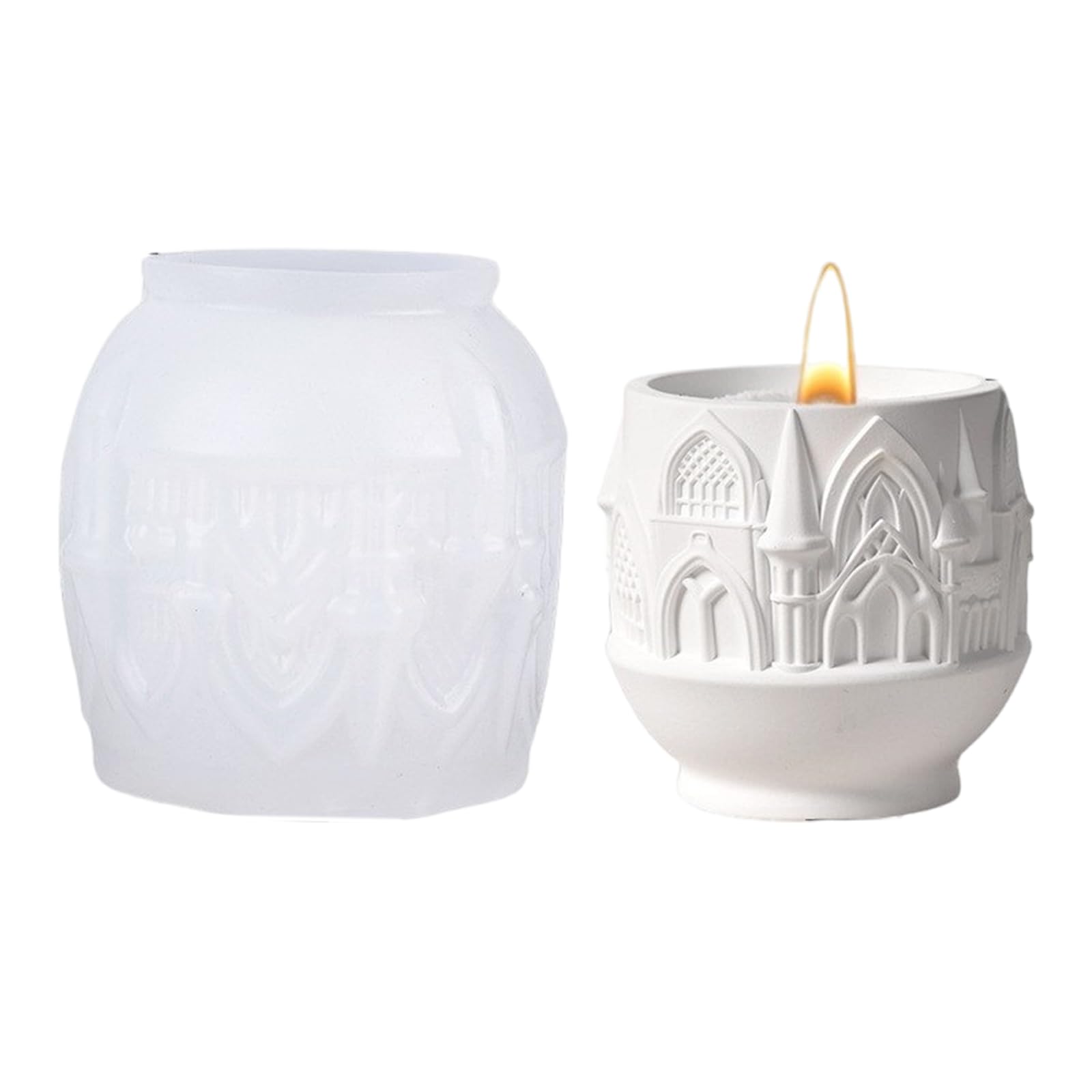 NEWFT Multipurpose Castles Shaped Silicone Mould for Resin Art Candle Containers Craft Projects Easy Release Designs