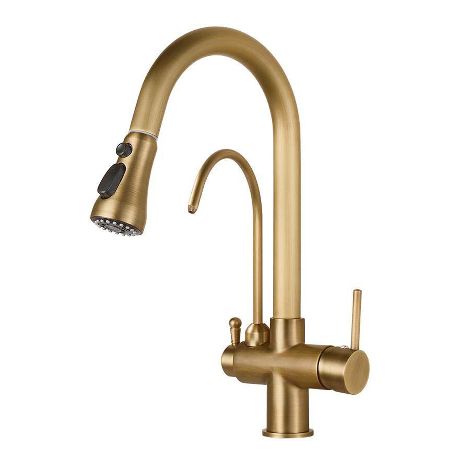 ZQFHSX 3 Way Filter Pull Out Kitchen Mixer Tap - Brass Antique Faucet
