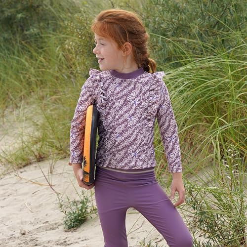 Playshoes Mädchen Langarmshirt Rash-Guard-Shirt, Langarm Violett Blümchen, 122/128 cm