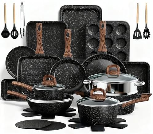 Pots and Pans Set Non Stick, 31 Piece Kitchen Induction Cookware ...