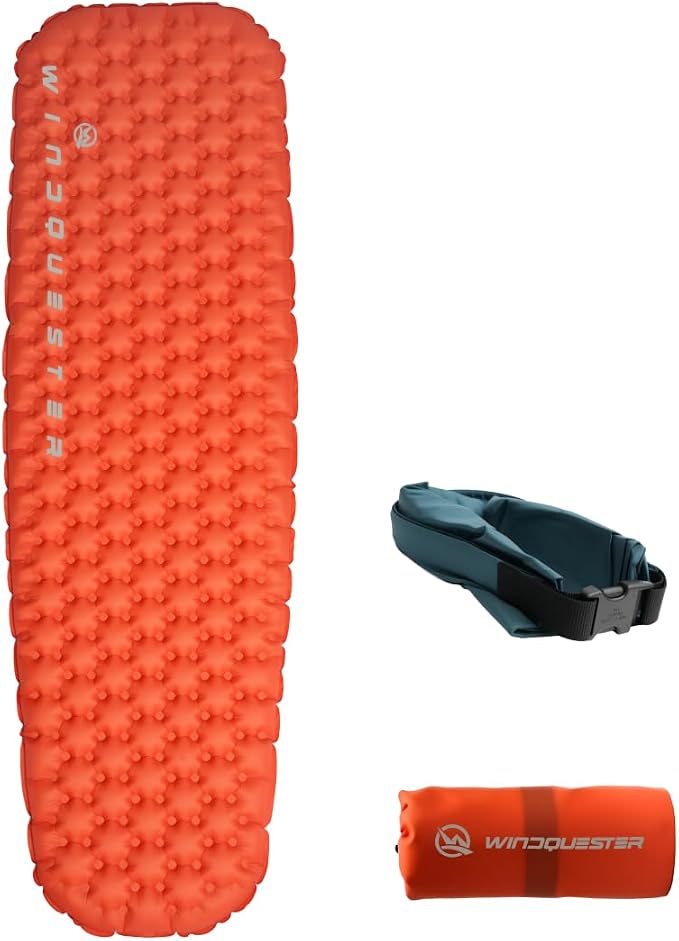 WINDQUESTER Elevate X Inflatable Sleeping Pad – 4-Season Lightweight Camping Mattress, ASTM R-Value 7.5+, Durable Waterproof Nylon, Compact Backpacking Sleeping Mat for Winter Trekking & Extreme Cold