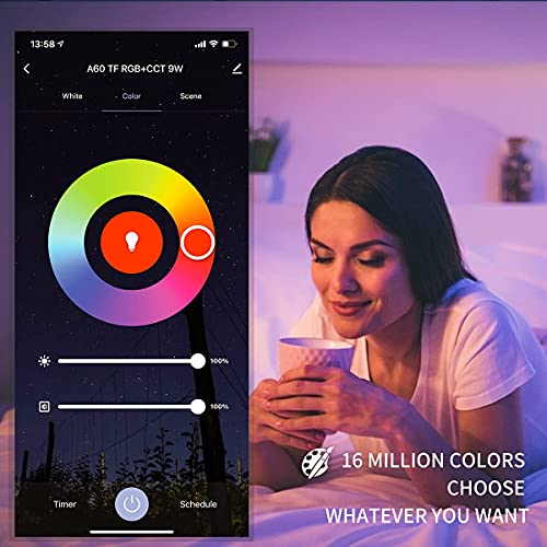 image for Smart Light Bulbs FRESHIN E27 A60 9W RGBCW WiFi Light Bulb, Dimmable L