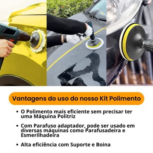 Kit Polimento Automotivo Disco 125mm Furadeira C/3 Boinas Lã