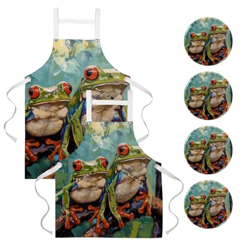 Lot de 2 tabliers de cuisine anti-taches pour le travail en bistrot