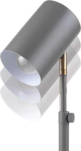 Miniatura 9 de GLOBE Lámpara eléctrica de escritorio Pratt 30298 de altura ajustable de 18 pulgadas, gris mate, junta de pivote de latón, interruptor basculante de