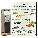 Aquarium-Plüderhausen Zierfischfutter speziell f.Gesellschaftsaquarien, Guppy, Platy,Lebendgebärende Aber auch Tropheus-Arten, Gran 1,2-1,5 mm, 400g/1000ml