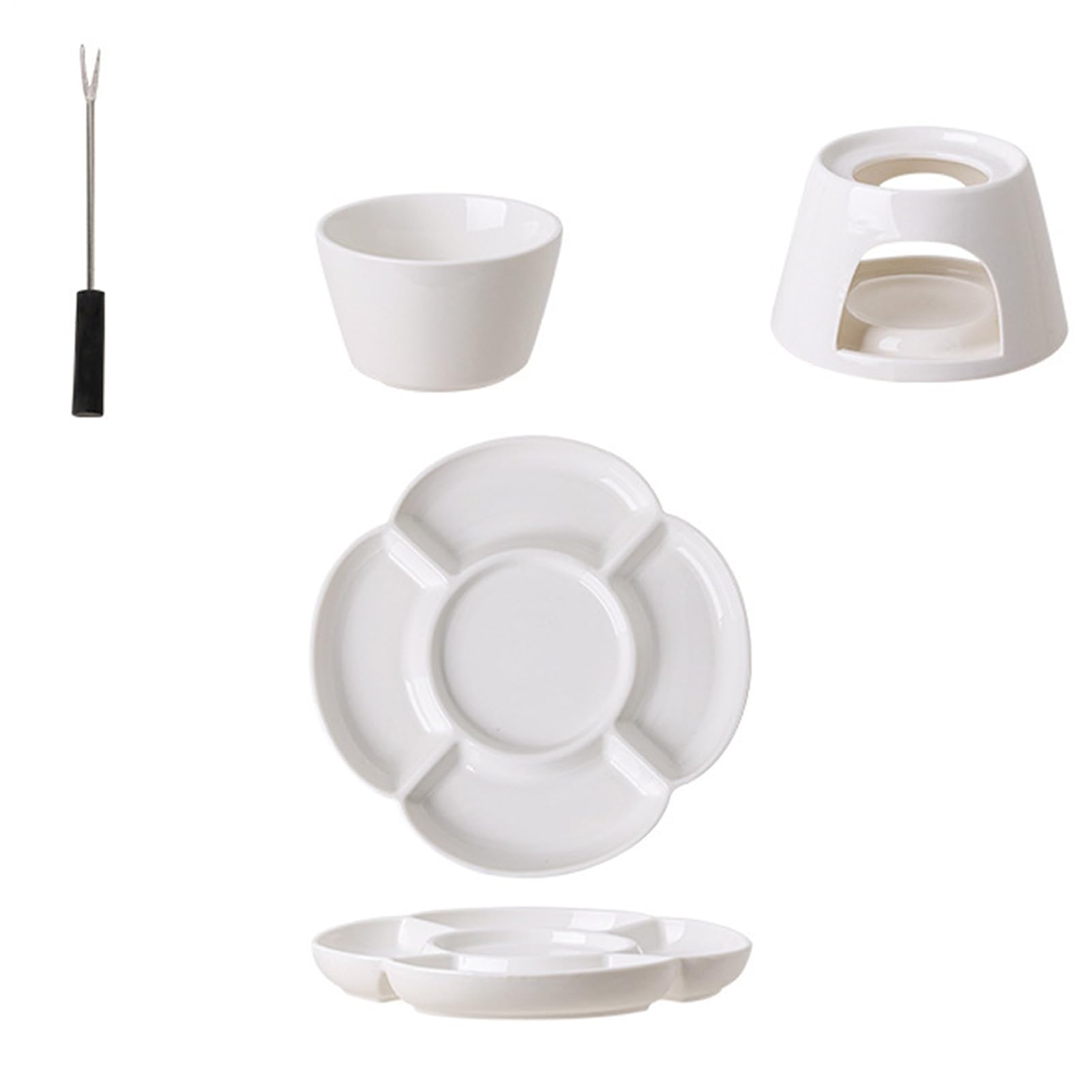 Set Fonduta Cioccolato Ceramica, Riscaldamento A Candela, Fonduta,