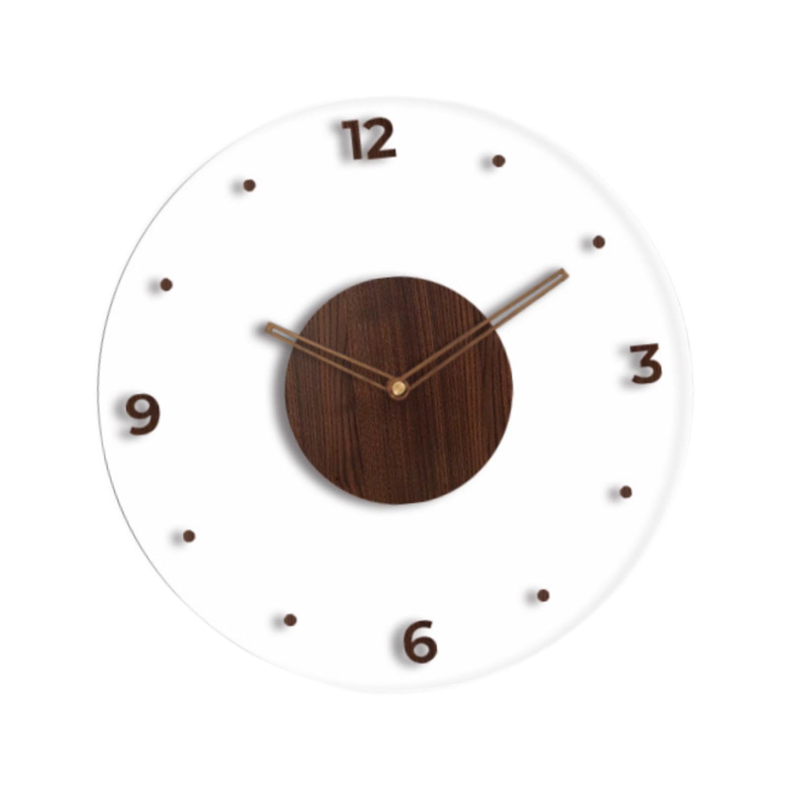 Horloge murale pour jardin et terrasse, design transparent marron foncé chic de 40 cm.