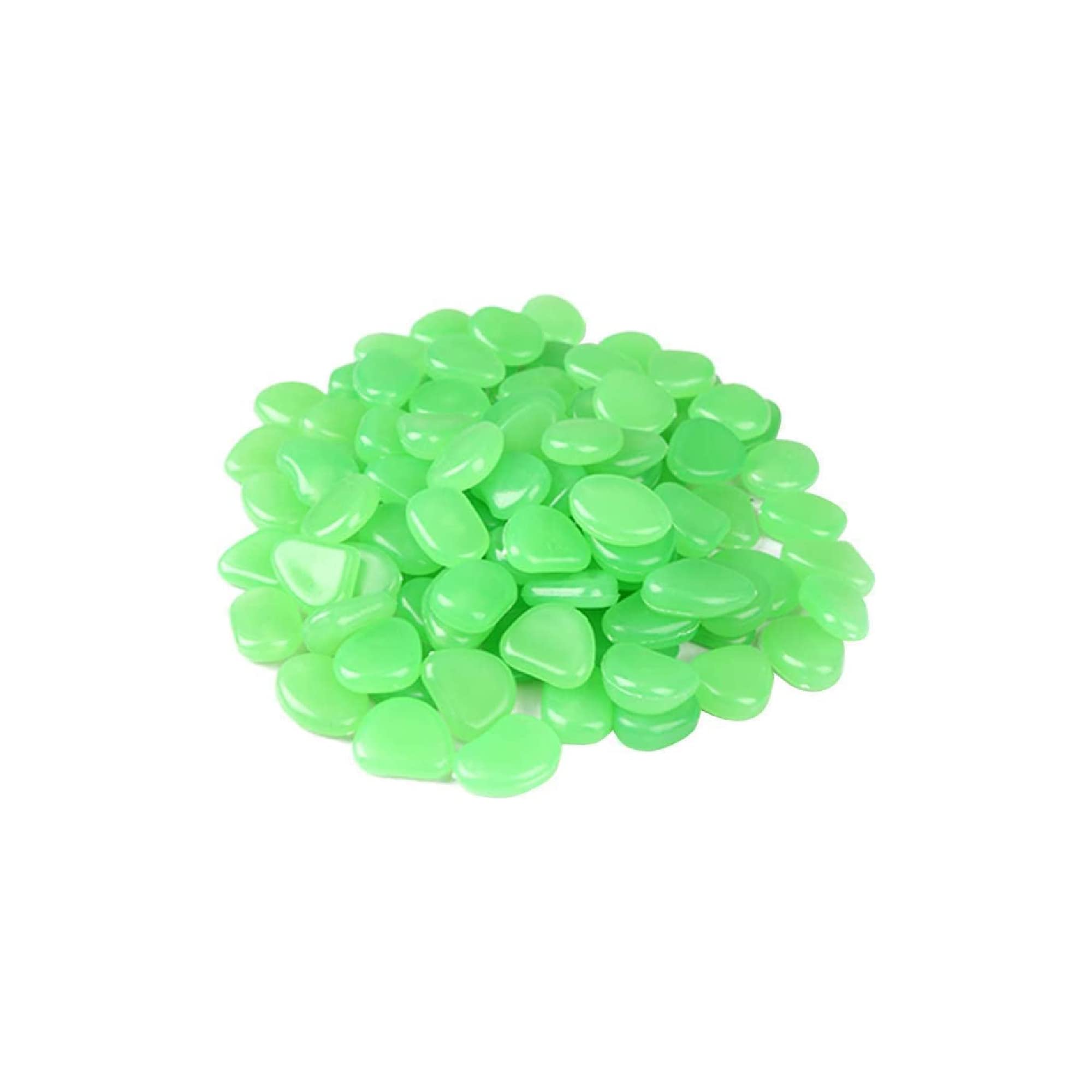 RMTL Pebble Stones 100Pcs, Luminous Cobblestones Glowing in Dark, Pebble Stones For Fish Tank Aquarium, Flower Vase, Home Decor, Garden Decor (Green)