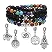 CrystalTears 108 Perlen Mala Kette Chakra Lava Armband Wickelarmband Edelstein Reiki Gebetskette mit Auswechselbar Anhänger