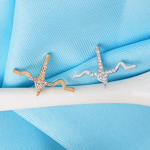 2-Set of Metal Silver and Golden ECG P QRS T Waveform Brooch White Coat Pins Gift for Doctors EMT EMS
